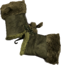 Load image into Gallery viewer, Khaki Green Faux Fur Trimmed Fingerless Gloves.