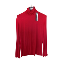 Load image into Gallery viewer, Red Ruffle Neck Polo Neck with Frill Sleeves - Elegant Women's Top for All Occasions a175