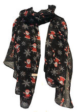 Load image into Gallery viewer, Black Father Christmas Ladies Scarf