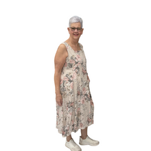 Load image into Gallery viewer, Kimberly Floral Long Empire Line Linen Dress | One Size (UK 12-18)