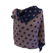 Load image into Gallery viewer, Navy with pink small star blanket scarf