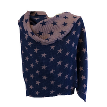 Load image into Gallery viewer, Navy with pink small star blanket scarf
