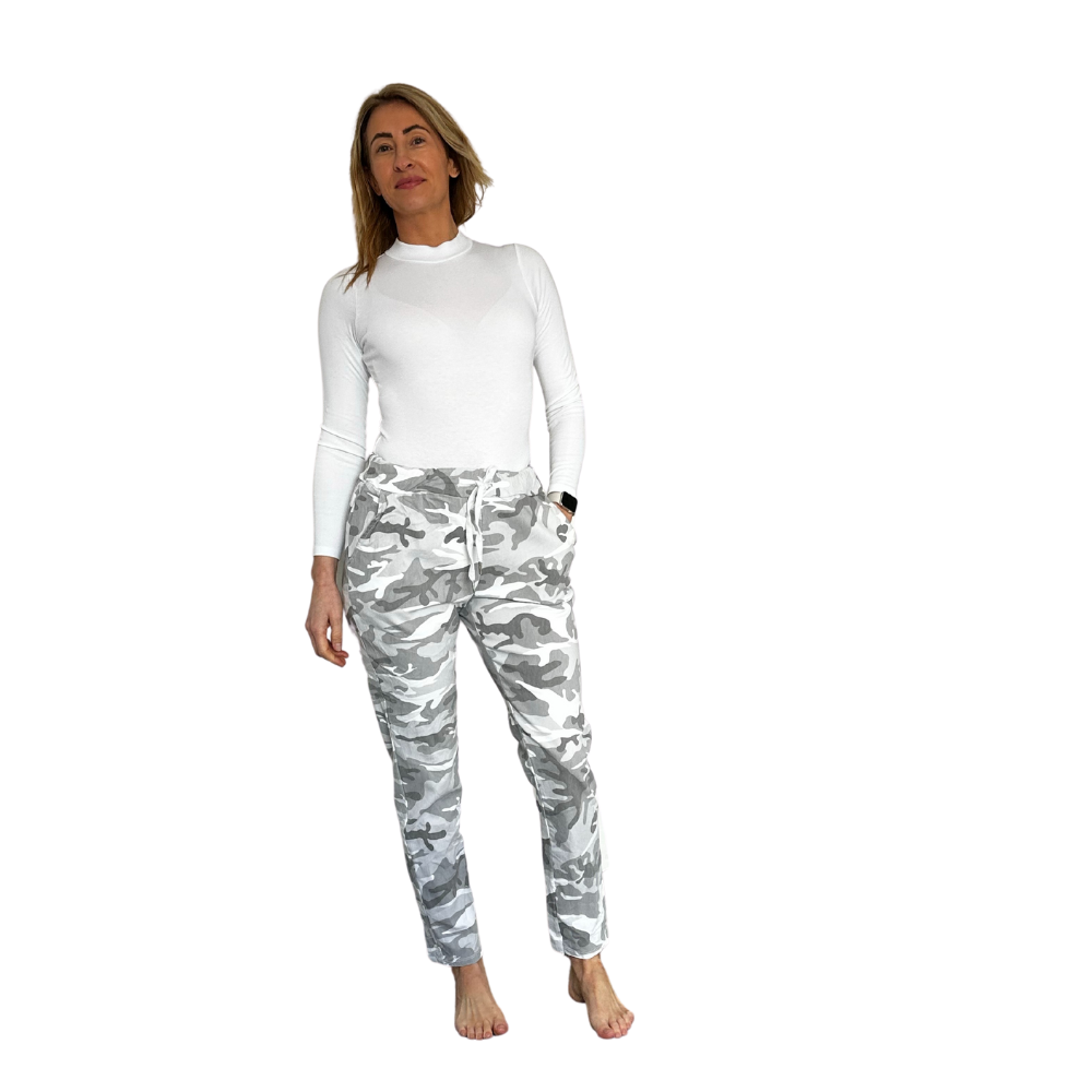 Ladies Italian White Military design Magic Pants