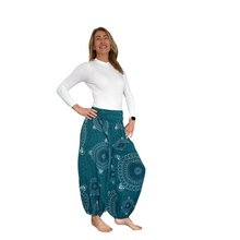Load image into Gallery viewer, Petrol Mandala Print harem Trousers for women (142)