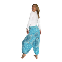 Load image into Gallery viewer, Turquoise Mandala Print harem Trousers for women (142)
