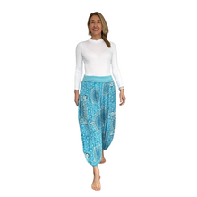 Load image into Gallery viewer, Turquoise Mandala Print harem Trousers for women (142)