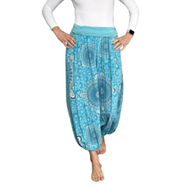 Load image into Gallery viewer, Turquoise Mandala Print harem Trousers for women (142)