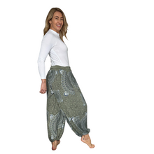 Load image into Gallery viewer, Khaki Green Mandala Print harem Trousers for women (142)