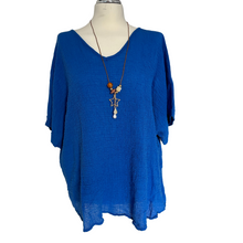 Load image into Gallery viewer, Royal blue Plain Crinkle cotton top for women. (A147)