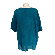 Load image into Gallery viewer, Petrol Plain Crinkle cotton top for women. (A147)