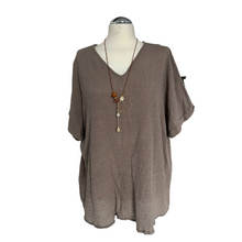 Load image into Gallery viewer, Dark Beige Plain Crinkle cotton top for women. (A147)