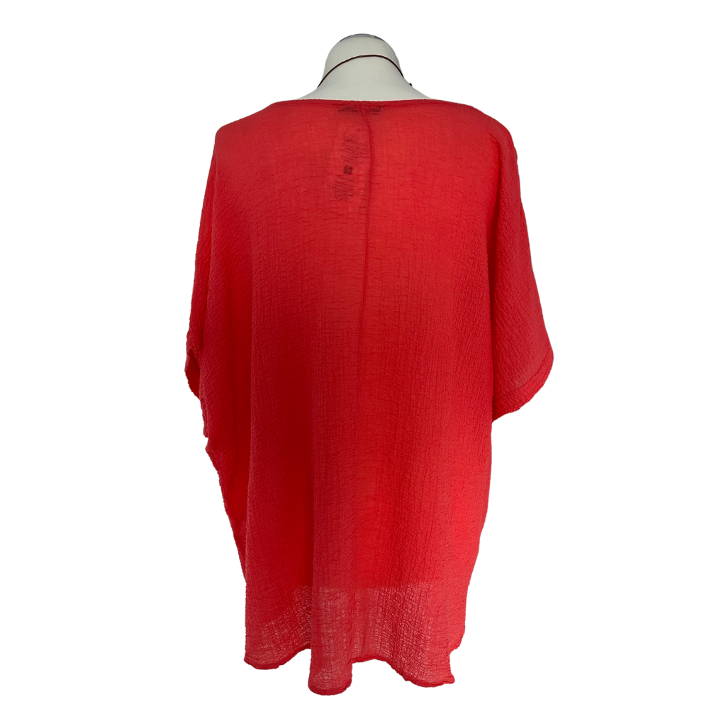 Coral Crinkle Off the Shoulder Top main image 1