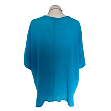 Load image into Gallery viewer, Turquoise Blue Plain Crinkle cotton top for women. (A147)