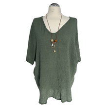 Load image into Gallery viewer, Khaki green Plain Crinkle cotton top for women. (A147)