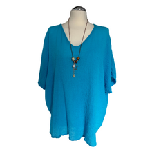 Load image into Gallery viewer, Turquoise Blue Plain Crinkle cotton top for women. (A147)