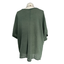 Load image into Gallery viewer, Khaki green Plain Crinkle cotton top for women. (A147)