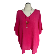 Load image into Gallery viewer, fuchsia Pink Plain Crinkle cotton top for women. (A147)