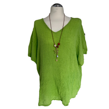 Load image into Gallery viewer, Lime green Plain Crinkle cotton top for women. (A147)