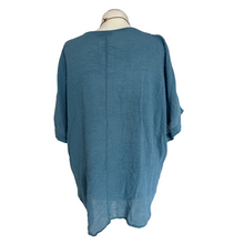 Load image into Gallery viewer, Denim Blue Plain Crinkle cotton top for women. (A147)