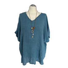 Load image into Gallery viewer, Denim Blue Plain Crinkle cotton top for women. (A147)