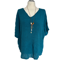 Load image into Gallery viewer, Petrol Plain Crinkle cotton top for women. (A147)