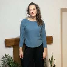 Load image into Gallery viewer, Super Soft Round neck Demin Blue Italian Plain Jumper – One Size (12–16) A185