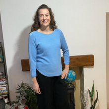 Load image into Gallery viewer, Super Soft Round neck Sky Blue Italian Plain Jumper – One Size (12–16) A185