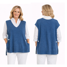 Load image into Gallery viewer, Denim Blue Super Soft Tank Top – One Size (Fits UK 12–20) | Sleeveless Stretch Vest | Lightweight Everyday Basic | Pamper Yourself Now A183