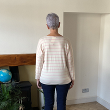 Load image into Gallery viewer, Isabella Light Pink Striped V-Neck Top | Flattering One Size UK 12–18
