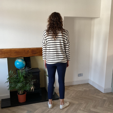 Load image into Gallery viewer, Isabella Black Striped V-Neck Top | Flattering One Size UK 12–18