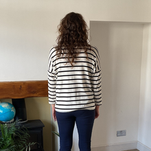 Load image into Gallery viewer, Isabella Black Striped V-Neck Top | Flattering One Size UK 12–18