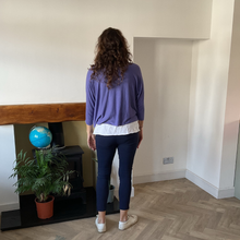 Load image into Gallery viewer, Ladies Purple 2 Piece Layer Plain Top with Necklace with 3/4 Sleeves (A91)