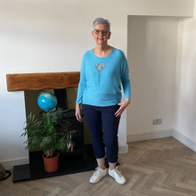 Load image into Gallery viewer, Turquoise Heart balloon soft knit top for women. (A156)