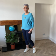 Load image into Gallery viewer, Turquoise Heart balloon soft knit top for women. (A156)