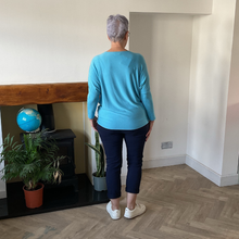 Load image into Gallery viewer, Turquoise Heart balloon soft knit top for women. (A156)
