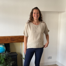 Load image into Gallery viewer, Caroline beige Linen/cotton Mix Top | Flattering One Size UK 10–18