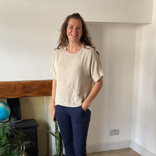 Load image into Gallery viewer, Caroline beige Linen/cotton Mix Top | Flattering One Size UK 10–18