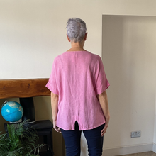 Load image into Gallery viewer, Caroline Pink Linen/cotton Mix Top | Flattering One Size UK 10–18