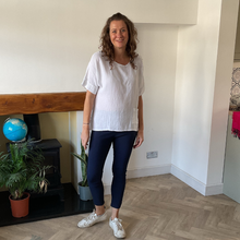 Load image into Gallery viewer, Caroline White Linen/cotton Mix Top | Flattering One Size UK 10–18