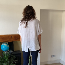 Load image into Gallery viewer, Caroline White Linen/cotton Mix Top | Flattering One Size UK 10–18