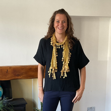 Load image into Gallery viewer, Caroline Black Linen/cotton Mix Top | Flattering One Size UK 10–18