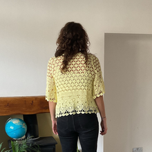 Load image into Gallery viewer, Emily Yellow Diamond crochet top with undervest.
