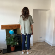 Load image into Gallery viewer, Caroline Khaki Green Linen/cotton Mix Top | Flattering One Size UK 10–18