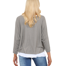 Load image into Gallery viewer, Ladies 2 Piece Layer Plain Top with Necklace with 3/4 Sleeves (A91) - Made in Italy (Beige)