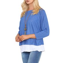 Load image into Gallery viewer, Ladies Royal Blue 2 Piece Layer Plain Top with Necklace with 3/4 Sleeves (A91)