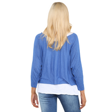 Load image into Gallery viewer, Ladies Royal Blue 2 Piece Layer Plain Top with Necklace with 3/4 Sleeves (A91)
