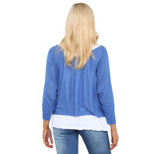 Load image into Gallery viewer, Ladies Royal Blue 2 Piece Layer Plain Top with Necklace with 3/4 Sleeves (A91)