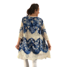Load image into Gallery viewer, Women blue/beige Lace Sheer Cardigan/Jacket (A166)