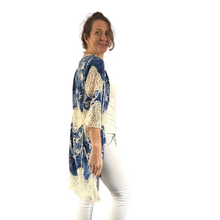 Load image into Gallery viewer, Women blue/beige Lace Sheer Cardigan/Jacket (A166)