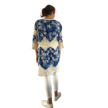 Load image into Gallery viewer, Women blue/beige Lace Sheer Cardigan/Jacket (A166)